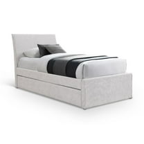 Meridian Furniture Myles Cream Chenille Fabric Twin Trundle Bed