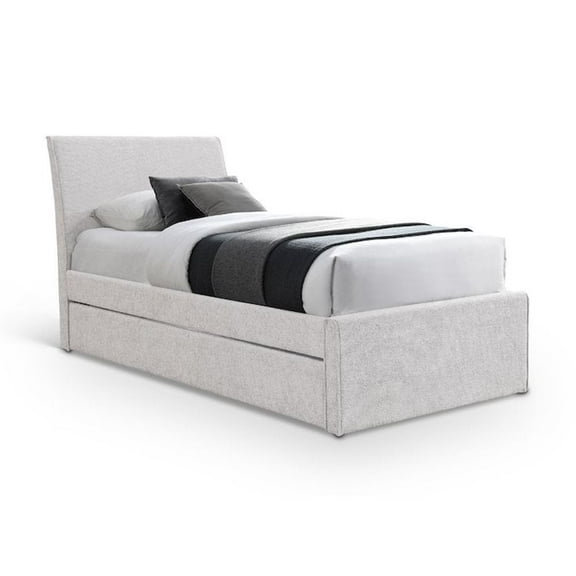 Meridian Furniture Myles Cream Chenille Fabric Twin Trundle Bed