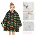 thumbnail image 6 of Multicolor Controllers Games Text Black Pattern Blanket Hoodies for Kids 6-13YR Oversize Wearable Blanket Hoodies for Boys Girls Teens, 6 of 7