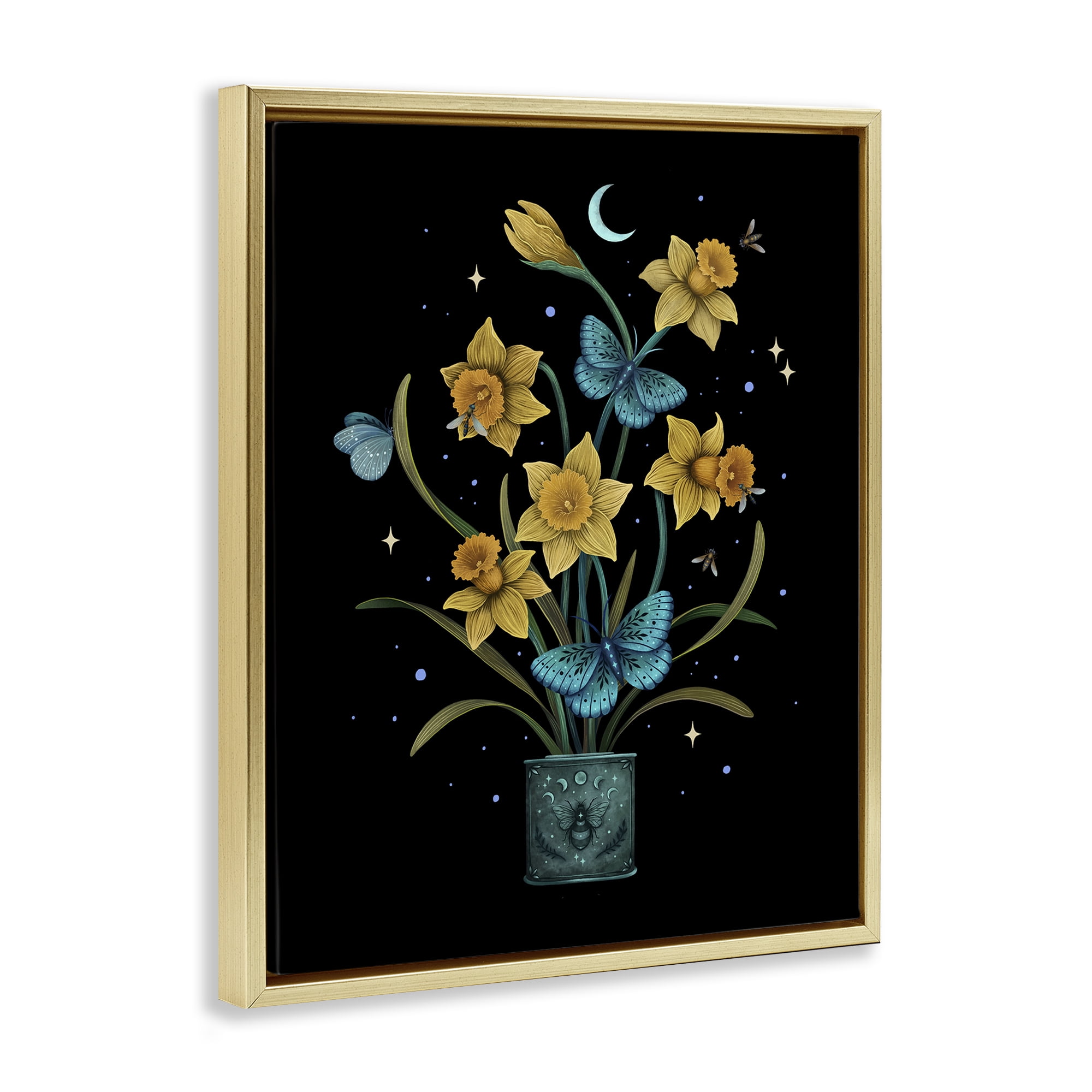 Stupell Industries Mystical March Daffodils Gold Framed Floater Canvas Wall Art, design by Episodic Drawings