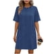 thumbnail image 1 of Mujeres Manga Corta Tops Impresión Casual Cuello Redondo Vendaje Vestido Falda de las Señoras, Vestido de Manga Corta para las Mujeres, 1 of 6