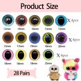 thumbnail image 7 of 12-25mm  Doll Safety Eyes，Colorful Plastic Crochet Eyes  with  Washers for Doll, Puppet Crafting, Plush Animal Teddy Bear Craft Making (Multicolor), 7 of 7