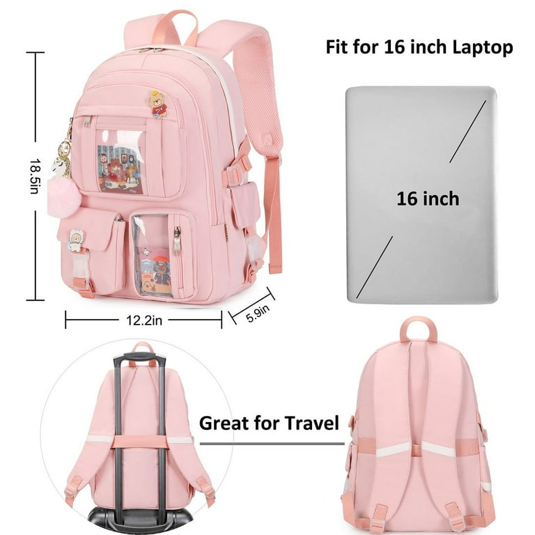 Hidds Laptop Backpacks 16 inch School Bag College Backpack Large Travel Daypack Kawaii Bookbags for Teens Girls Women StudentsPink, Girl's