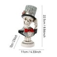 thumbnail image 3 of FEOLGEHLY Halloween Skeleton, 9 inch Resin Bust Statue in Formal Dress & Top Hat, Spooky Skeleton Decor for Home Bookshelf Desktop Centerpiece Bar Party Decor, Halloween Collection, 3 of 6