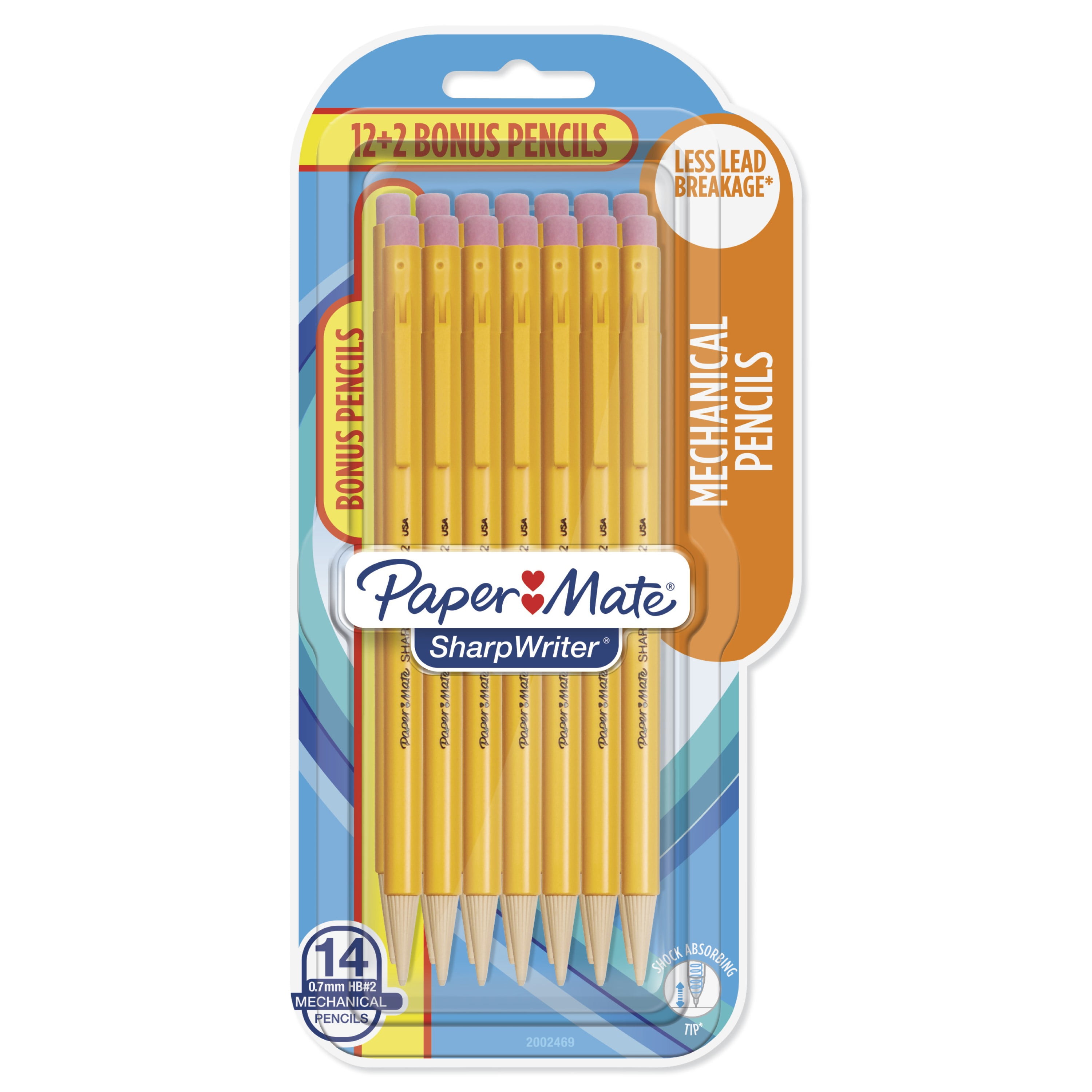 Paper Mate SharpWriter Mechanical Pencils, 0.7 mm HB 2 Lead, 14 Count