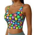 thumbnail image 2 of Vsdgher Colorful Easter Eggs1 Print Women Sleeveless Athletic Tank Top Built-in Bra Camisole Sports Vest for Yoga Running Fitness Exercise with Removable Pads, 2 of 8