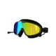 thumbnail image 1 of Gafas de natación para adultos y niños, protección UV antivaho, a prueba de fugas, marco ancho, negras con detalles coloridos, perfectas para piscina, 1 of 5