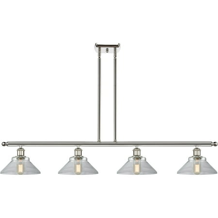 

Polished Nickel Tone Island Lighting 48 Wide Clear Glass Steel/Cast Brass Medium Base LED 4 Light Fixture