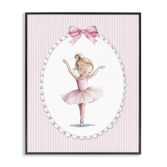 Stupell Industries Cottage Dance Pink Ballerina Black Framed Giclee Art, 11 x 14, by Christine Simpson Art