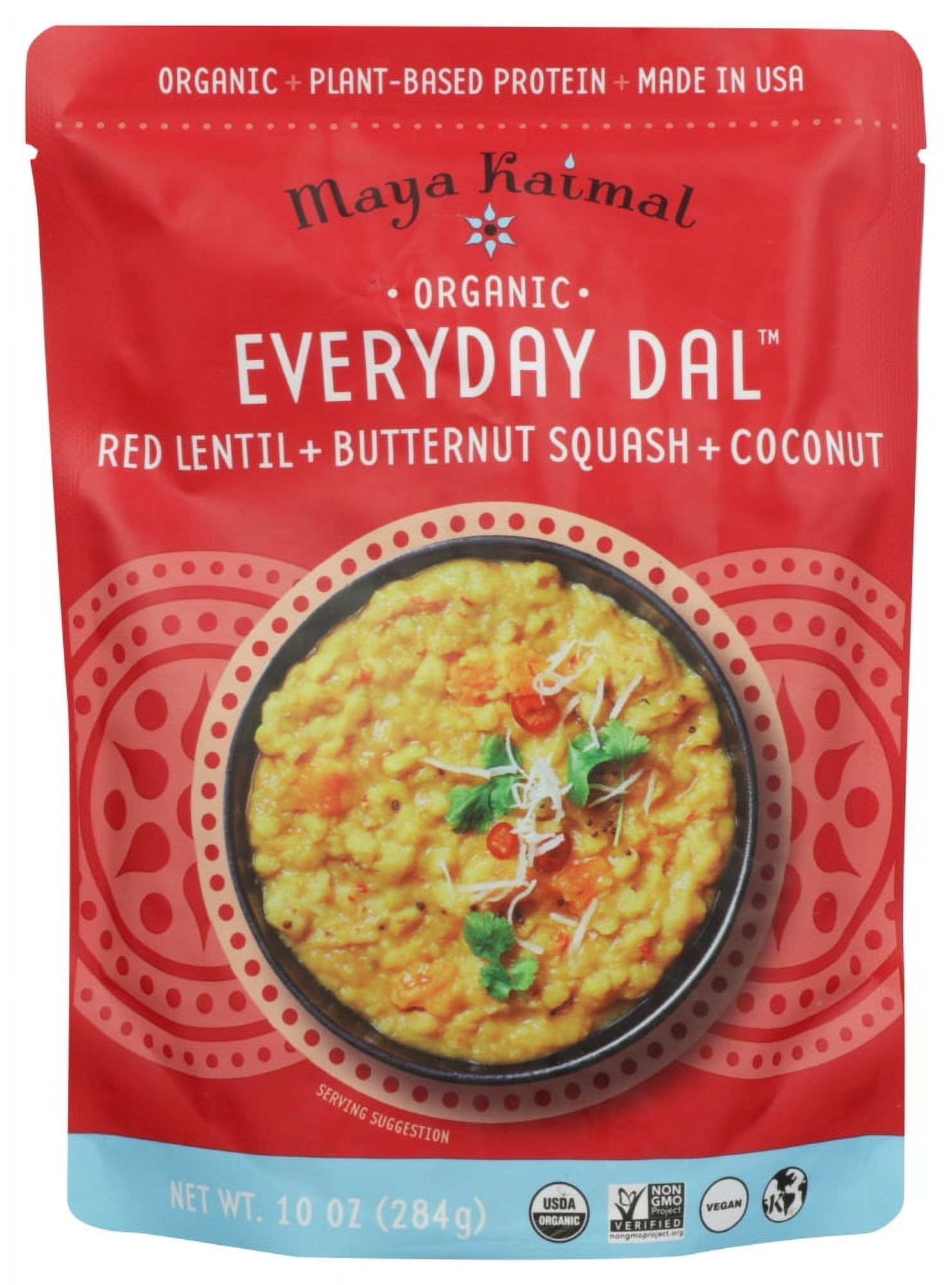 (3 pack) Maya Kaimal Organic Everyday Dal Red Lentil Butternut Squash Coconut, 10 Oz