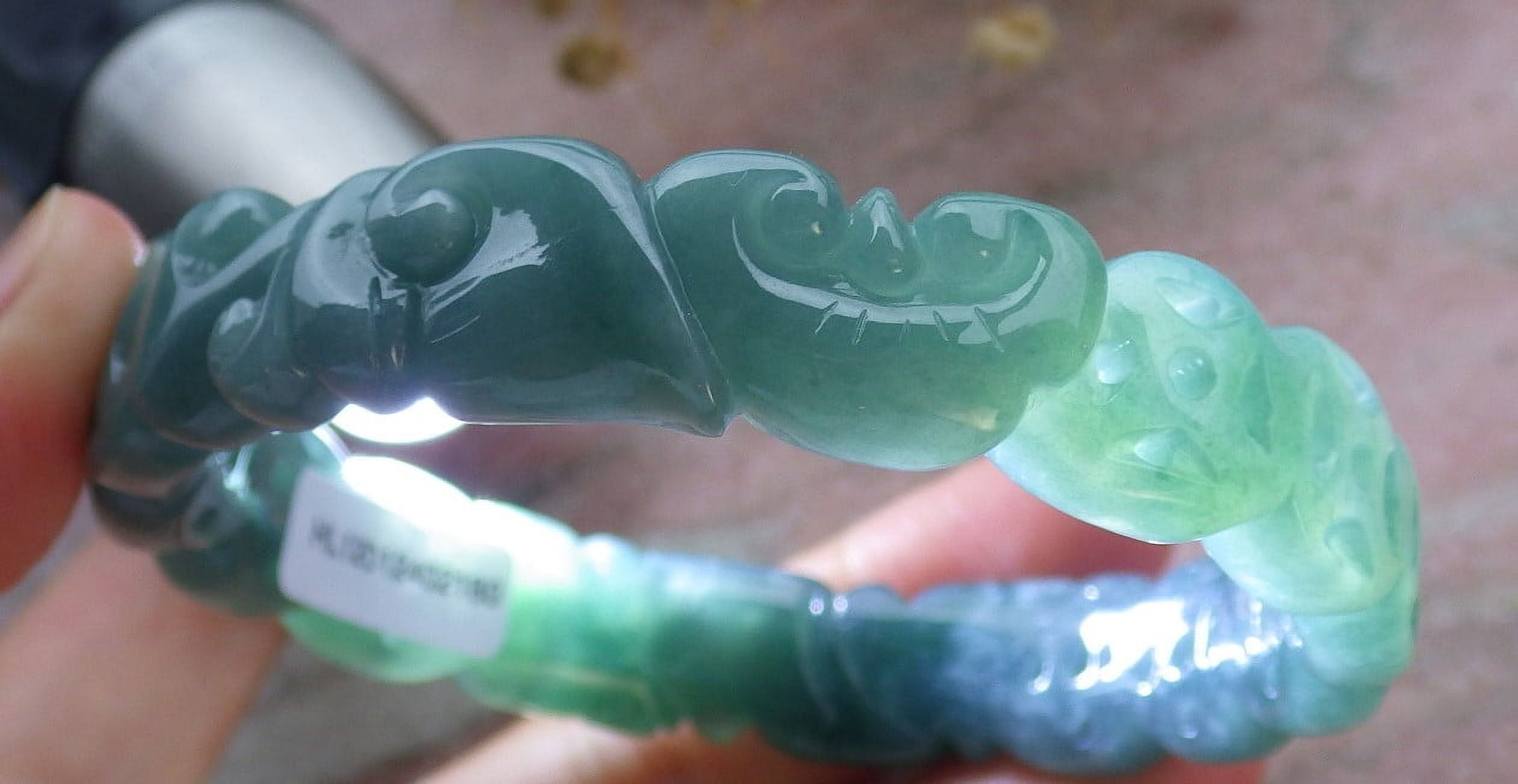 Icy Green Natural A JADE Jadeite Money Coin Ruyi Bangle Bracelet 59 mm 679479 TN