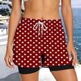 thumbnail image 6 of SAWOBUUN Women Polka Dot Running Shorts High Waist Athletic Casual Loose Elastic Drawstring Shorts with Lining, 6 of 8