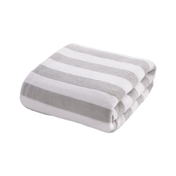 Luxury Velvet Dry Bath Towel with Striped Design, Highly Absorbent, Thickened and Durable, Perfect for Home, Gym, and Beach Use