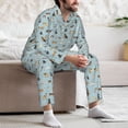 thumbnail image 7 of Naloa Cartoon Doodle Puppy Men’s Pajamas Set - Long Sleeve Button Down Sleep Shirt and Pajama Bottoms Sleepwear Set-XX-Large, 7 of 7