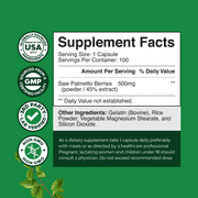 Natures Craft 500mg Saw Palmetto Extract Supplement with Plant Sterols and Flavonoids, 100 Capsules