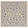 thumbnail image 2 of Safavieh Courtyard Nanda Botanical Indoor/Outdoor Area Rug, Natural/Blue, 7'10" x 7'10" Square, 2 of 9