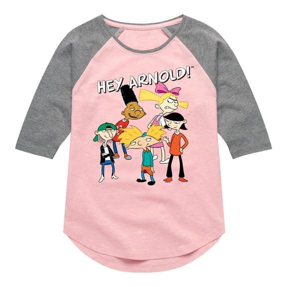 Hey Arnold! - Group Shot - Toddler And Youth Girls Raglan Graphic T-Shirt