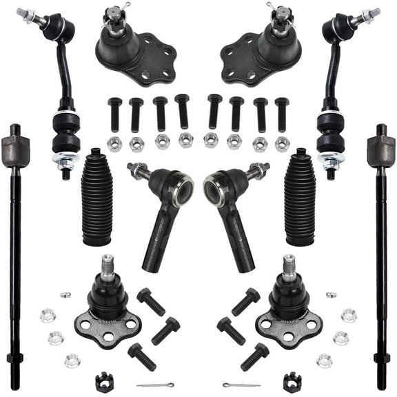 Detroit Axle - 12pc Front Suspension Kit for 2WD 00-04 Dodge Dakota, 00-03 Durango, 4 Upper & Lower Ball Joints, 4 Inner & Outer Tie Rods, 2 Sway Bars, 2 Boots, 2000 2001 2002 2003 Replacement