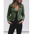 thumbnail image 3 of outfmvch jackets for women ladies retro rivet zipper up jacket casual coat outwear womens tops cardigan for women green, 3 of 6