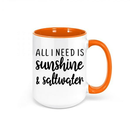 

Beach Mug All I Need Is Sunshine And Saltwater Tropical Mug Beach Decor Vacation Mug Gift For Her Saltwater Beach Vibes Beach Cup ORANGE
