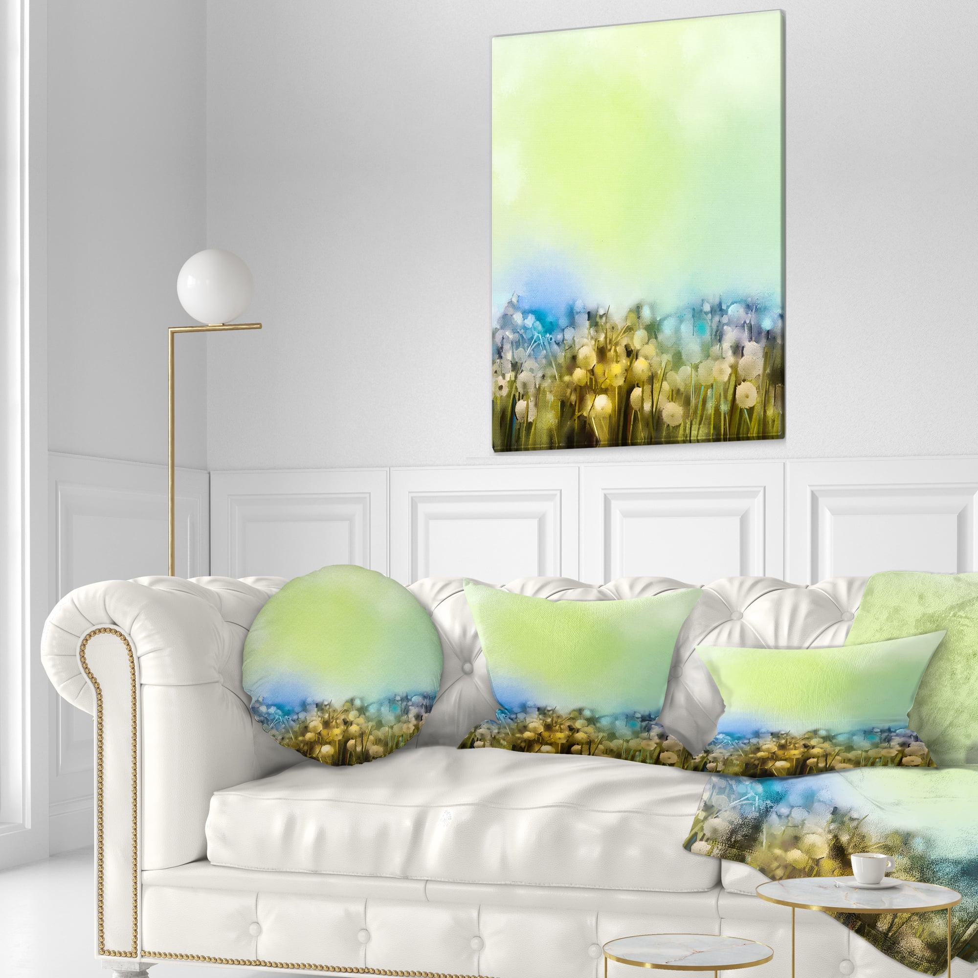 Designart White Flowers Garden in Soft Color - Floral Throw Pillow - 12x20