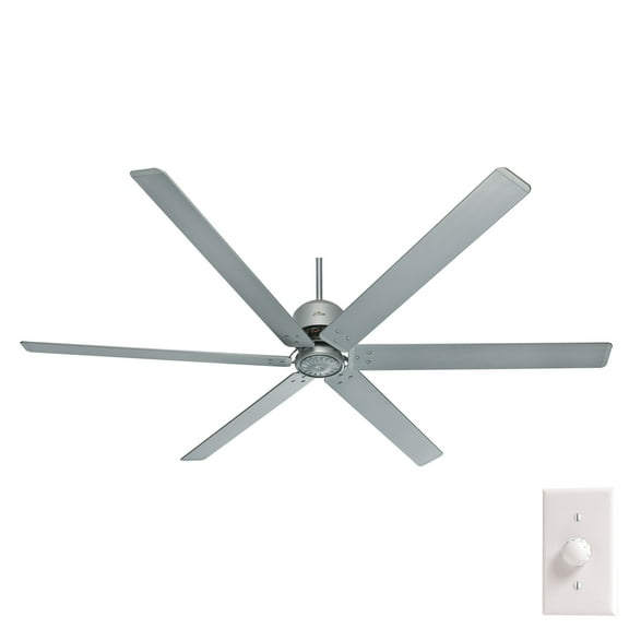 Hunter - HFC Indoor/Outdoor Ceiling Fan, Wall Control, 96-inch, Satin Metal, Modern-style, 3-speed WhisperWind Motor, 59133, for Porches, Bathrooms