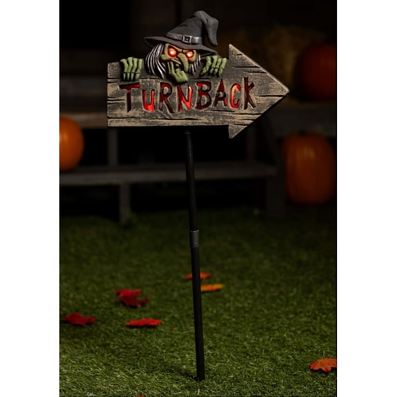 Light Up Witchy Warning Sign Decoration