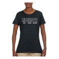 thumbnail image 2 of Eat Sleep Game Video Gamer Gift Fan Pop Culture Womens Graphic T-Shirt, Black, Small, 2 of 3