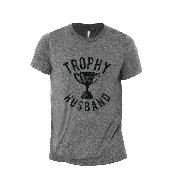 Trophy Husband Men's Modern Fit Fun Casual T-Shirt Printed Graphic Tee Heather Grey Small
