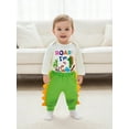 thumbnail image 6 of BemeyourBBs Baby Boy First Birthday Outfit 1st Birthday Clothes Dinosaur Long Sleeve Romper with Pants 2Pcs Fall Winter Spring Outfits, 6 of 9