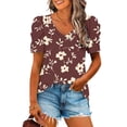 thumbnail image 2 of Short Sleeve Dressy Tops for Women Flower Print Blouse Lightweight Summer Shirt Fashion T Shirt Women Sale Tunic, 2 of 5