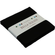 Bella Solids Black Moda Charm Pack; 42 - 5" Precut Fabric Quilt Squares