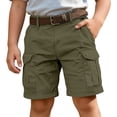 thumbnail image 2 of OOOUM Cargo Shorts For Kids With Multiple Pockets Elastic Waist Casual Summer Shorts Quick Dry Athletic Short Army Green 13-14 Years, 2 of 6