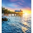 thumbnail image 3 of United States Duvet Cover Set, Pier at Beach in Key West Florida USA Tropical Summer Paradise, Decorative 3 Piece Bedding Set with 2 Pillow Shams, King Size, Pale Blue Yellow Green, by Ambesonne, 3 of 3