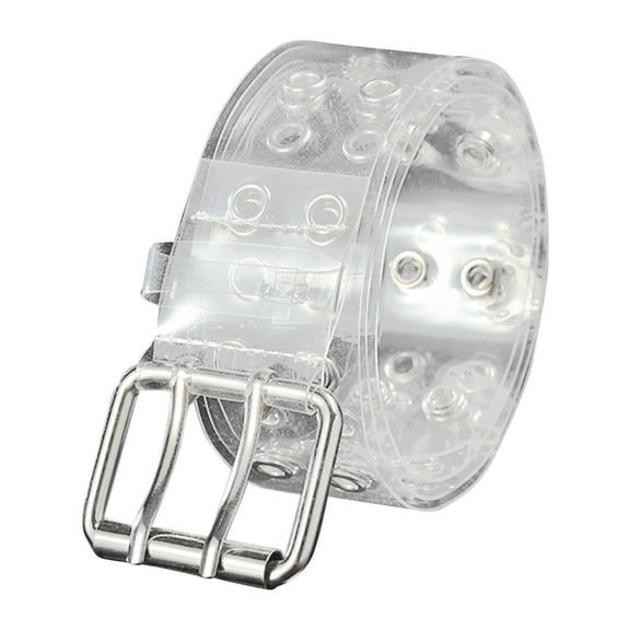 BLESIYA Double Grommet Belt Punk Belt Womens Waist Belt Fashion PVC Double Hole Belt for Clear color