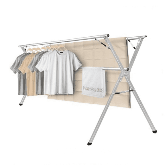 Clothes Drying Rack, 79 inches Laundry Drying Rack Clothing Foldable & Collapsible Stainless Steel Heavy Duty Clothing Drying Rack with Windproof Hooks for Indoor Outdoor