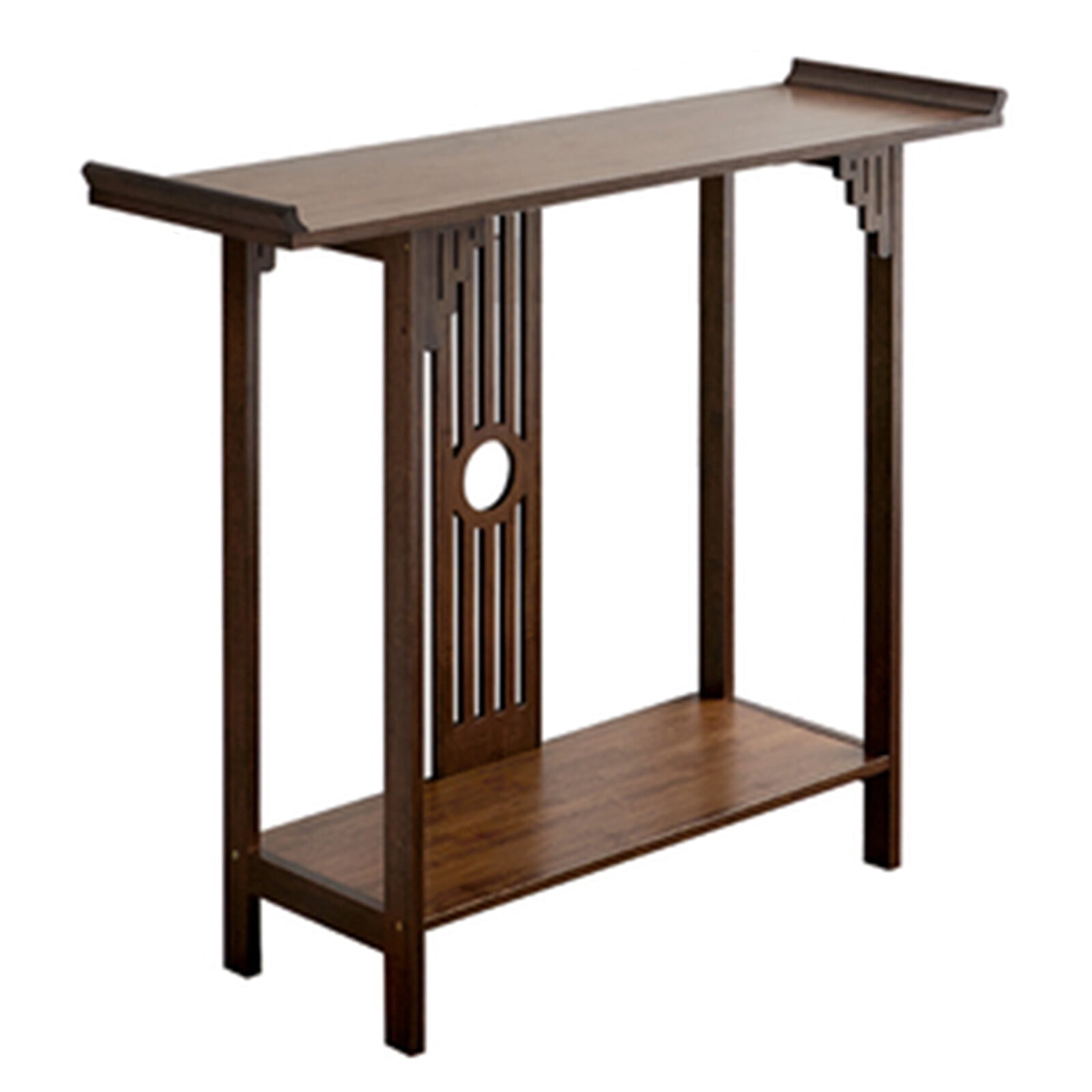 Walnut Bamboo Console Sofa Table, Vintage Sofa Table Narrow Long Console Table Japanese Style Entryway Table Hallway Table Couch Tablé Suitable for Home Living Room