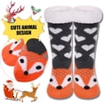 thumbnail image 3 of Boys Girls Slipper Socks Cute Animal, Fuzzy Winter Warm Fleece Lining Christmas Socks With Grippers (1Pairs), 3 of 6