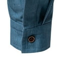 thumbnail image 4 of Mens Slim Fit Dress Shirt Men Business Dress Denim Shirt Henry Patchwork Casual Lapel Long Sleeve Mens Button Down Shirt Light Blue S, 4 of 6