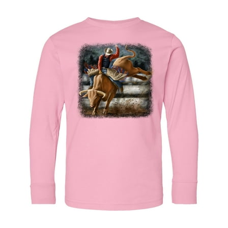 Inktastic Bull Riding Long Sleeve Youth T-Shirt