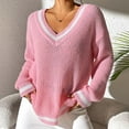 thumbnail image 2 of AherBiu Oversized Sweaters for Women Long Sleeve V Neck Knitwear Pullover Tops Fall Casual Loose Sweater, 2 of 7