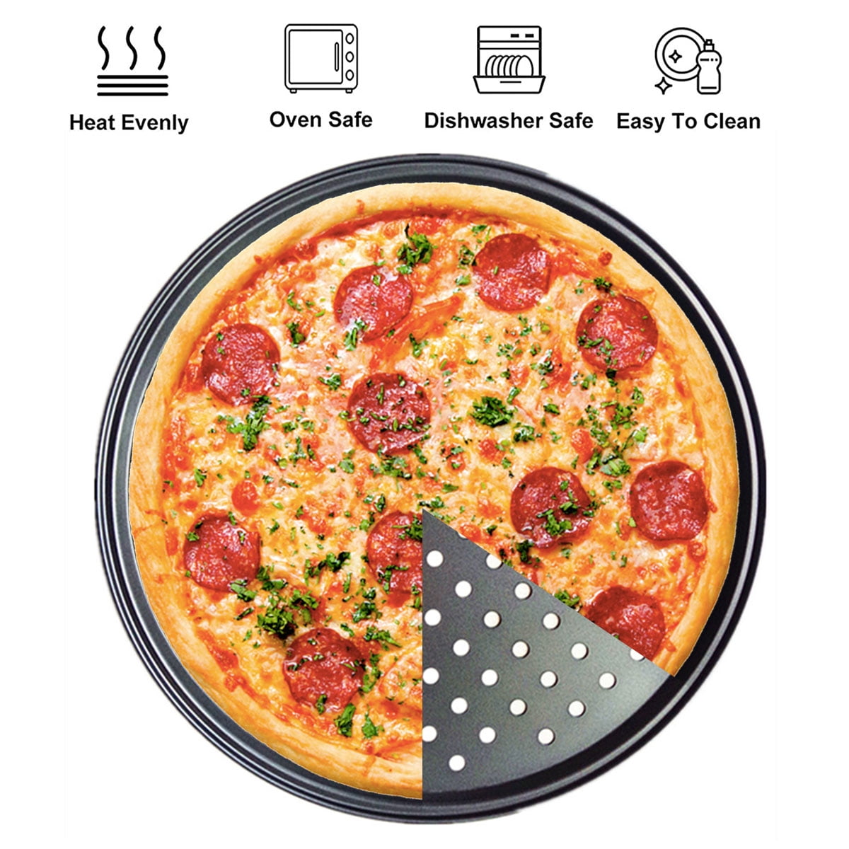 mobzio Baking Steel Pizza Pan with Holes, Round Pizza Pan for Oven