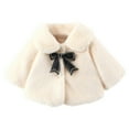 thumbnail image 3 of GYRATEDREAM Infant Toddler Baby Girls Cute Winter Warm Thick Fur Capes Cardigan Cloak Windproof Coat with Bow Pom-Pom Balls for 12-18M White, 3 of 5