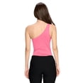 thumbnail image 3 of Women's One Shoulder Basic Tank Top Bodysuit, Hot Pink, 3 of 4