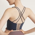 thumbnail image 3 of Ropa interior deportiva para mujer con almohadilla extraíble, sexy, con cordones en la espalda cruzada, chaleco de entrenamiento para yoga, color gris, 3 of 6