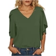 thumbnail image 2 of Kezqiaxn 3/4 Sleeve Tops for Women V-Neck Ruffled Casual Loose Shirts Summer Business Dressy Work Blouses, 2 of 8