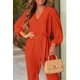 thumbnail image 2 of Mono Enterizo PRETTYGARDEN con Cuello en V y Cinturón Naranja Talla M, 2 of 7