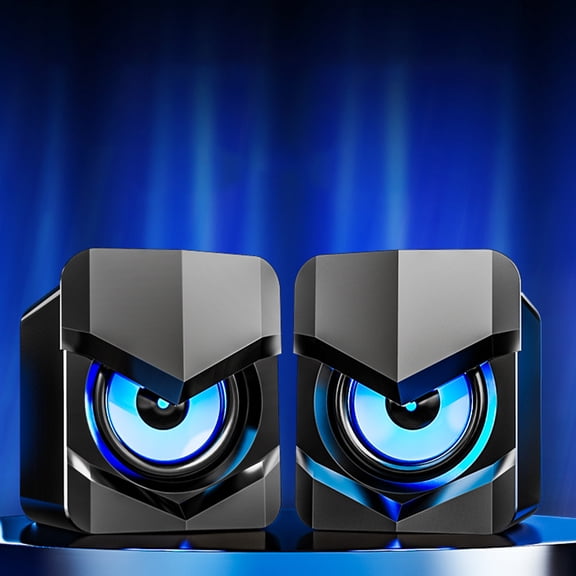 MERRYHAPY 2Pcs Black Desktop Computer Speakers USB Powered Compact Multimedia Audio Box