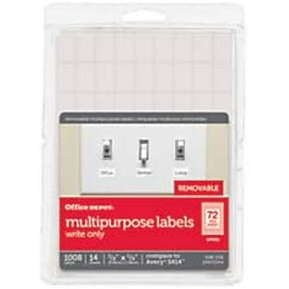 Office Depot Brand Removable Labels, OD98809, 3/8in x 5/8in, White, Pack of 1,008