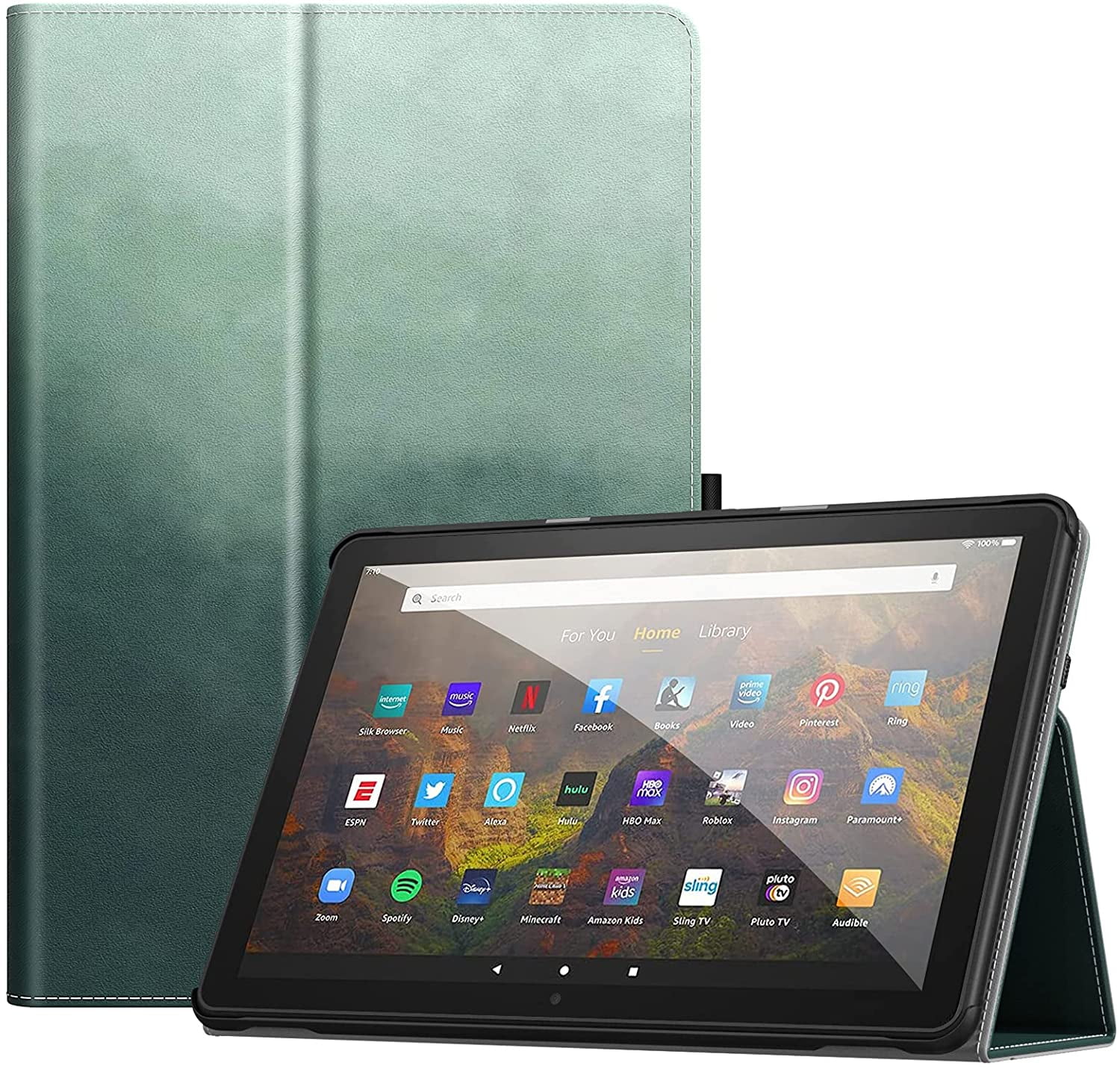 11th Generation,2021 Model Release ,Auto Sleep/Wake Multi-Angle Stand Folio Cover for  Fire HD 10 Tablet with Pocket/Card Slots,Grey Kindle Fire HD 10 Tablet Case & Fire HD 10 Plus Case 